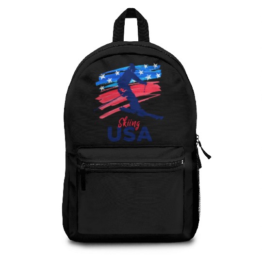 Skiing Usa Support The Team Usa Flag Ski Winter Backpacks