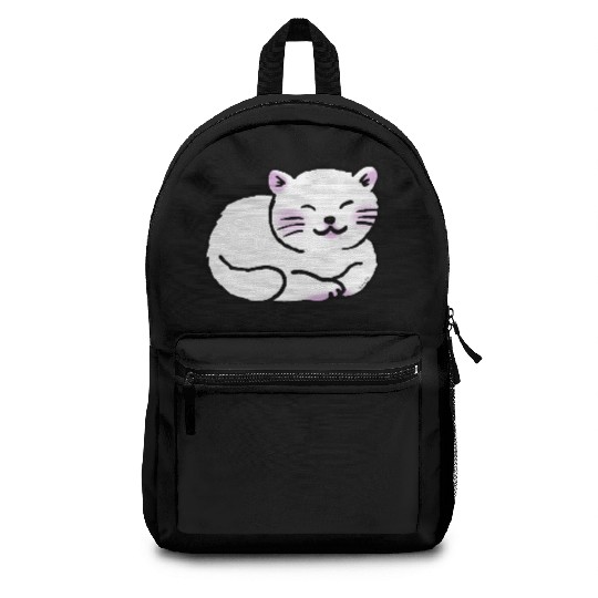 Sleepy White Cat Backpacks