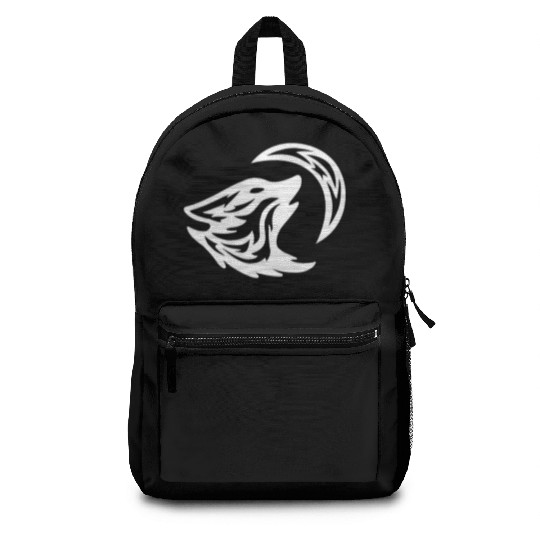 Tribal White Howling Wolf Tattoo 70s Backpacks