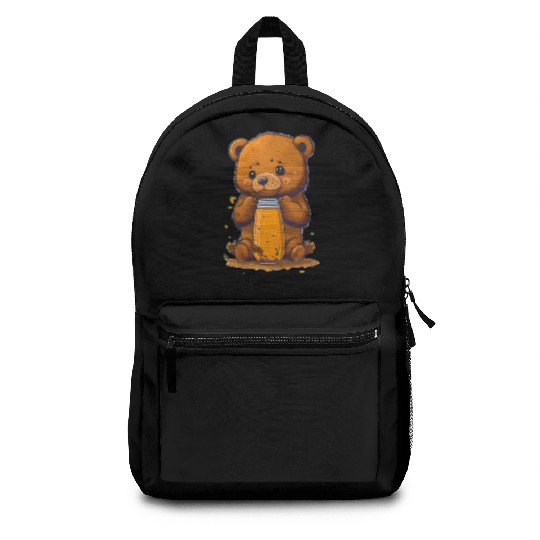 Cute little Bear cup eating honey Backpacks