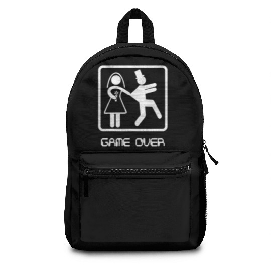 Game Over Video Gamer Bachelor Wedding Groom Backpacks