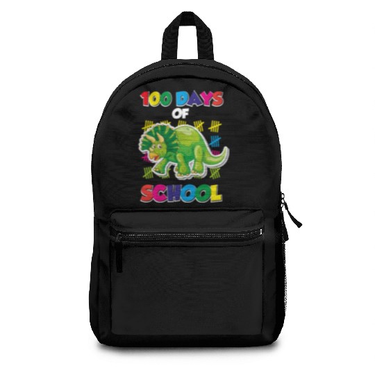 100 days of school green triceratops Backpacks