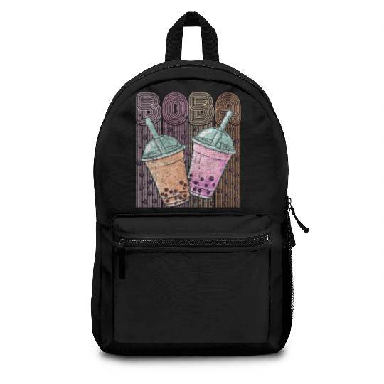 Boba Tea Design Bubbles Bubble Tea Retro Boba Backpacks