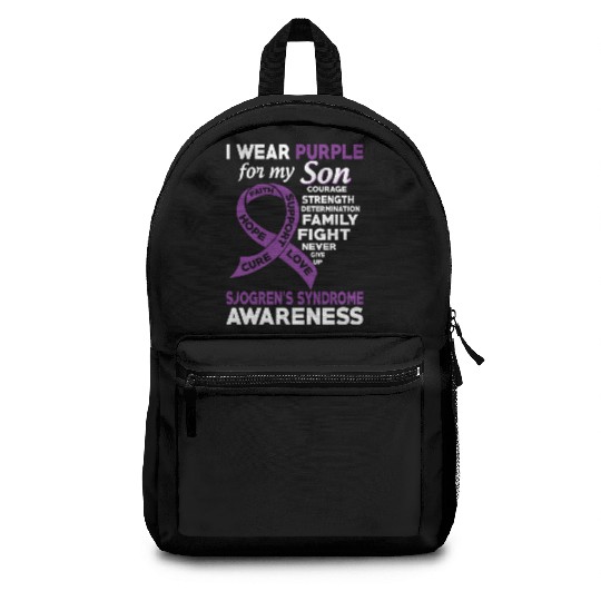 I Wear Purple For My Son Sjogren s Syndrome Backpacks