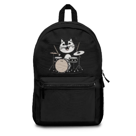 I Missed A Beat Funny Cat Drummer Backpacks