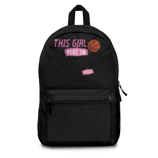 This Girl Runs On Jesus and basketball Backpacks