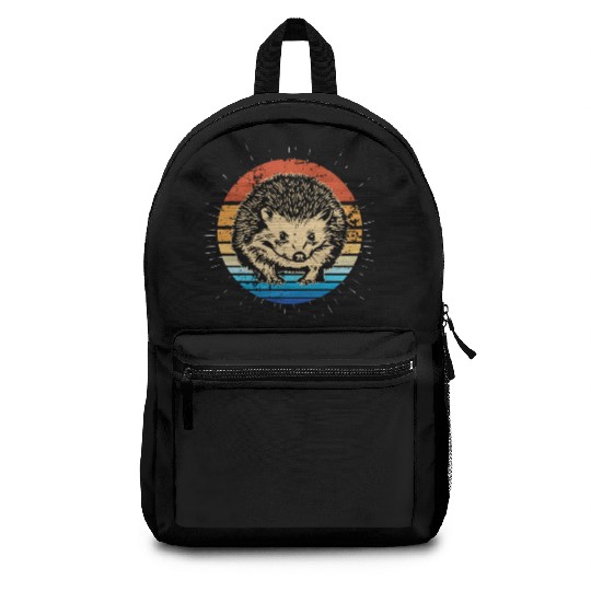 Retro Vintage Hedgehog Lover Sunset Hedgehog Backpacks