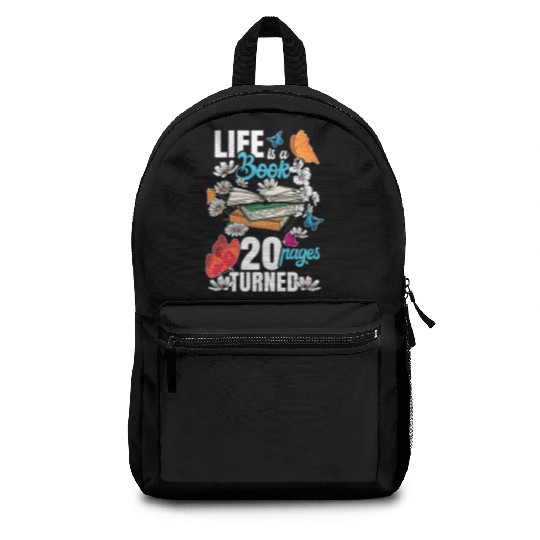 Life Is a Book 20 Pages Bookworm Flower 20th Backpacks