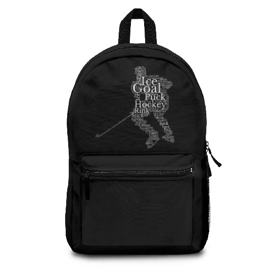 Hockey Word Cloud Hockey Sports Fan Boys Hockey Backpacks