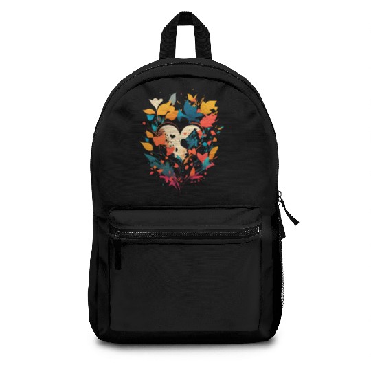 Modern nature, floral colorful heart- leaf love Backpacks