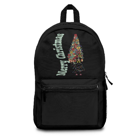 Cat Tangled In the Christmas Tree Lights Backpacks