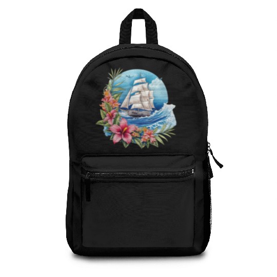 Sailing Ship Sailing Orchids Flowers Sailboat Backpacks