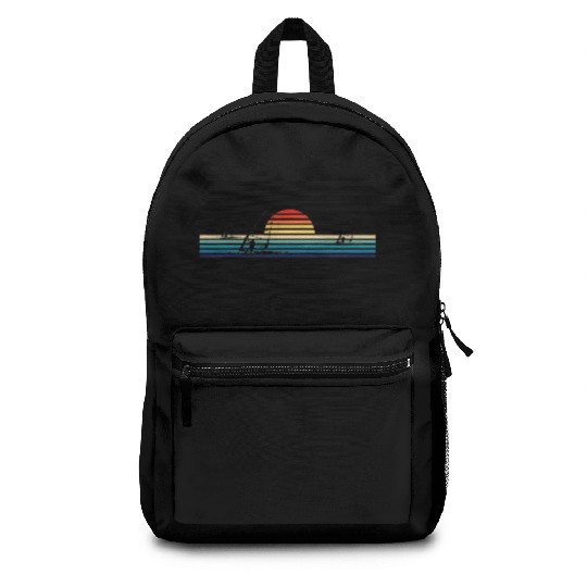 Windsurfing Retro Sunset Vintage Stripe Racing Backpacks