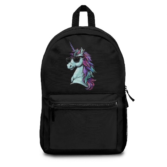 Cool Unicorn Portrait - Unicorn with Sunglasses Backpacks