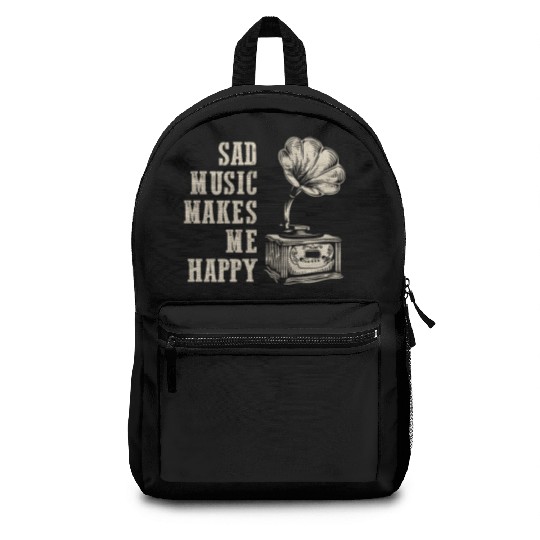 Vintage Melancholy: Sad Music Makes Me Happy Backpacks