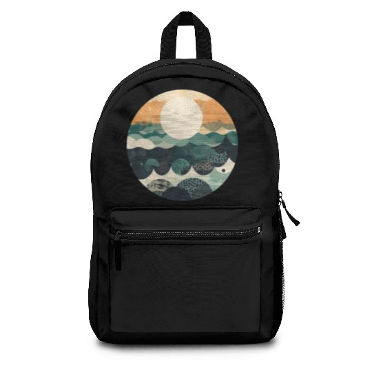 Hokusai Japanese Art Inspired Patterned Ocean Backpacks