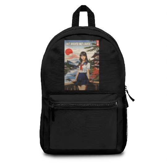 Funny Retro Art Style Anime Girl Japan Waifu Humor Backpacks