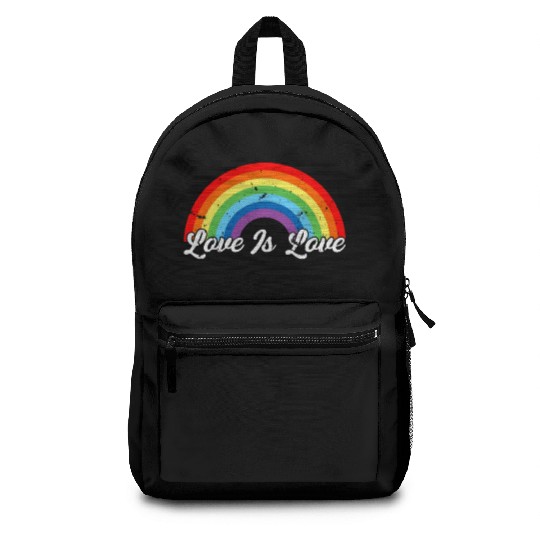 Gay Pride Vintage Rainbow LGBT Love Is Love Backpacks