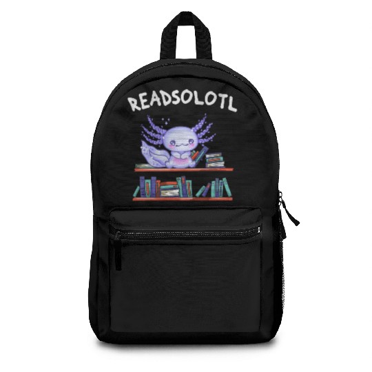 Readsolotl Book Lover Funny Axolotl Backpacks