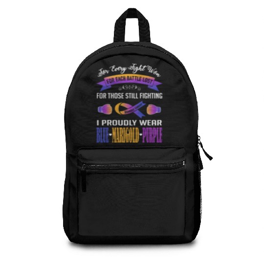 I Proudly Wear Blue Marigold Purple Bladder Cancer Backpacks
