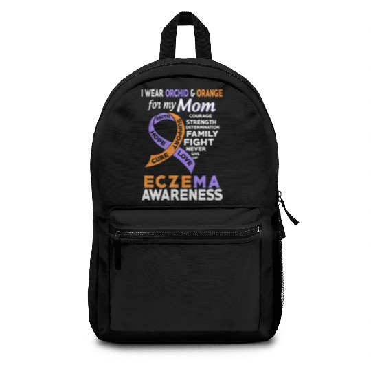 I Wear Orchid Orange For My Mom Eczema Awareness Backpacks