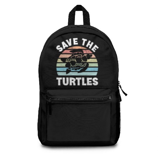 Save The Turtles Sea Turtle Retro Sunset Backpacks