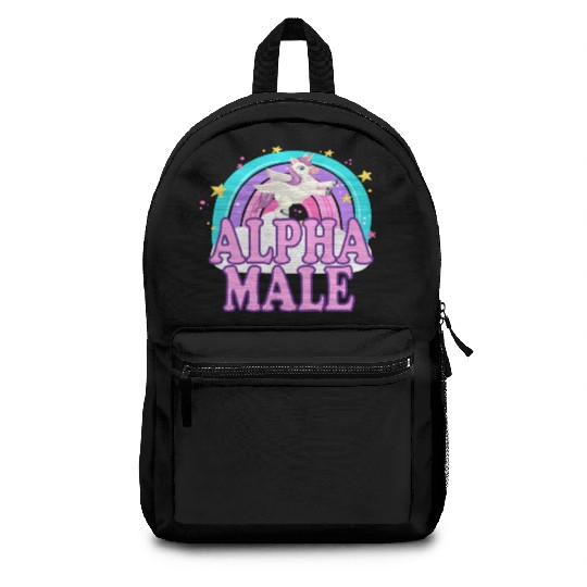 Ironic Alpha Male Unicorn Rainbow Funny Backpacks