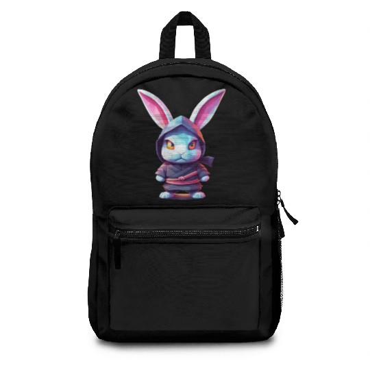 Fierce Elegance: Pastel Rabbit Ninja Unleashed Backpacks