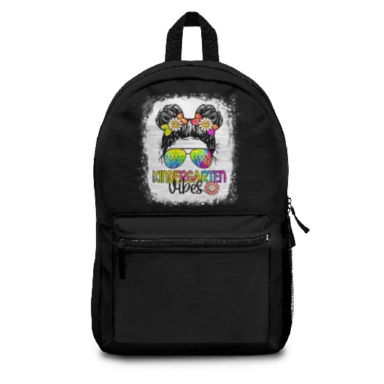 Kindergarten Vibes Bleached Messy Bun Girl Backpacks