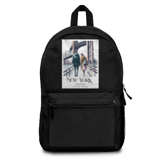 Watercolor painting loving couple in New York City Backpacks