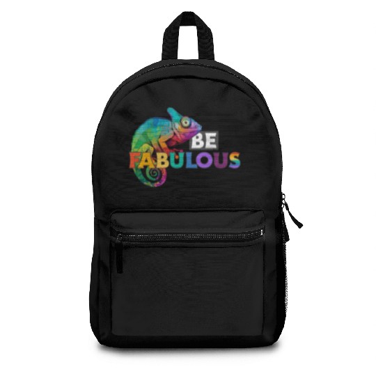 Be fabulous! with rainbow colored chameleon Backpacks
