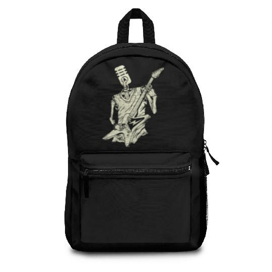 Funny Microphone Skeleton Playing Electric Guitar Backpacks