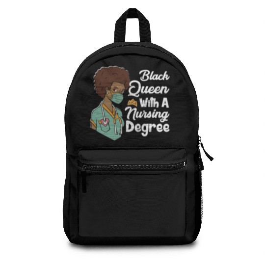 Black Queen With A Nursing Degree Backpacks