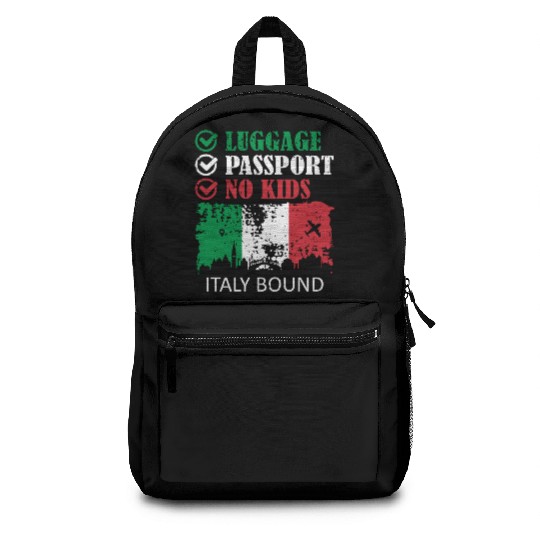Luggage Passport No Kids Italy Bound Vacation Backpacks