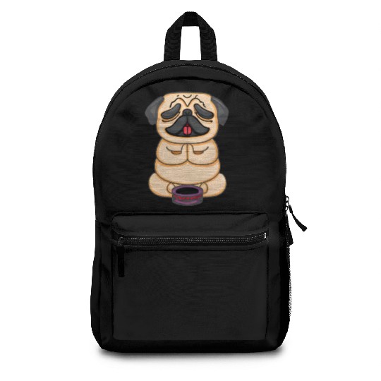 Serene Buddha Pug Minus Circle Backpacks