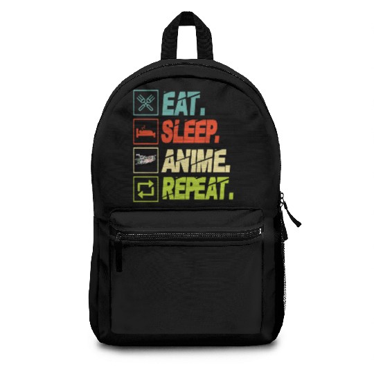Eat Sleep Anime Repeat Ramen Kawaii Japanese Manga Backpacks
