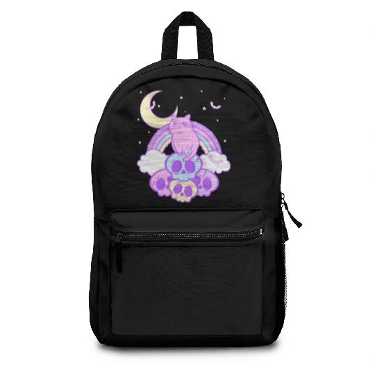 Pastel Goth Cat Skull Lover Cute Gothic Yami Backpacks