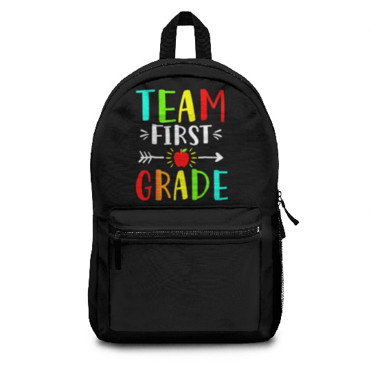 Team First Grade Student Teacher Team Funny Back Backpacks