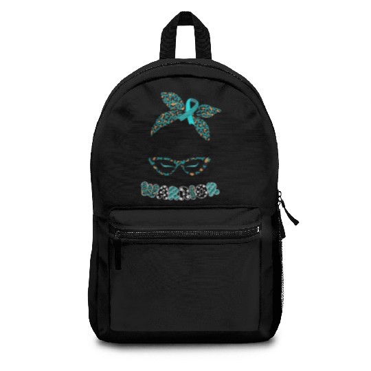 Cervical Cancer Warrior Messy Bun Girl Design Backpacks
