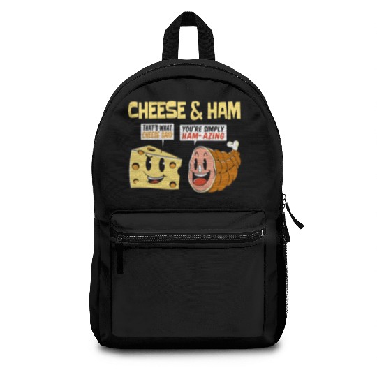 Cheese and Ham Funny Food Lover Design Backpacks