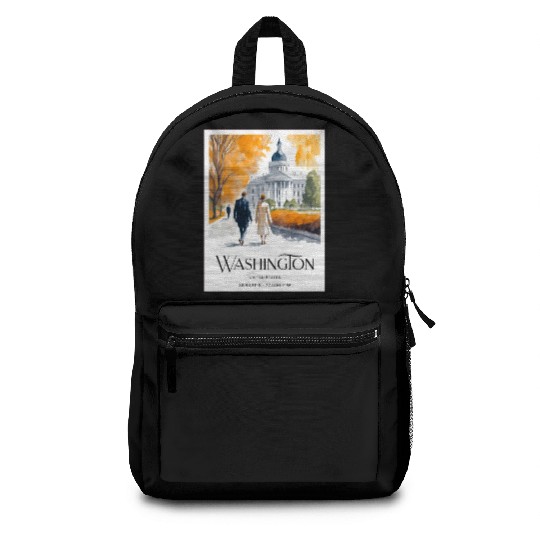 Watercolor painting loving couple in Washington DC Backpacks