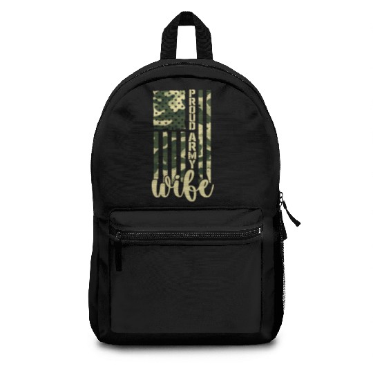 Proud Army Wife American Soldier US Flag Military Backpacks