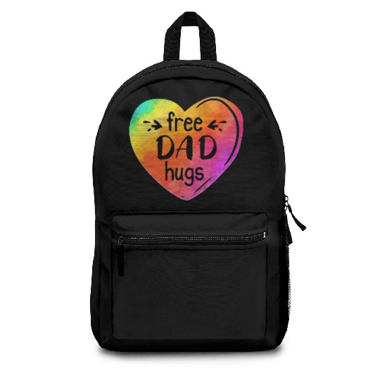 LGBTQIA LGBT Free Dad Hugs Rainbow Heart Gay Pride Backpacks