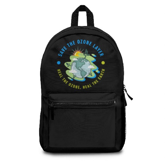 SAVE OZONE LAYER HEAL THE OZONE HEAL THE EARTH Backpacks