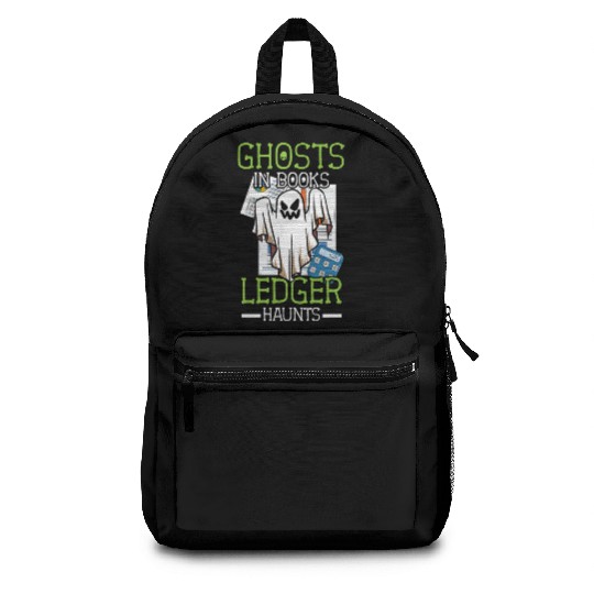 Ghosts in Books Ledger Haunts Accountant Halloween Backpacks