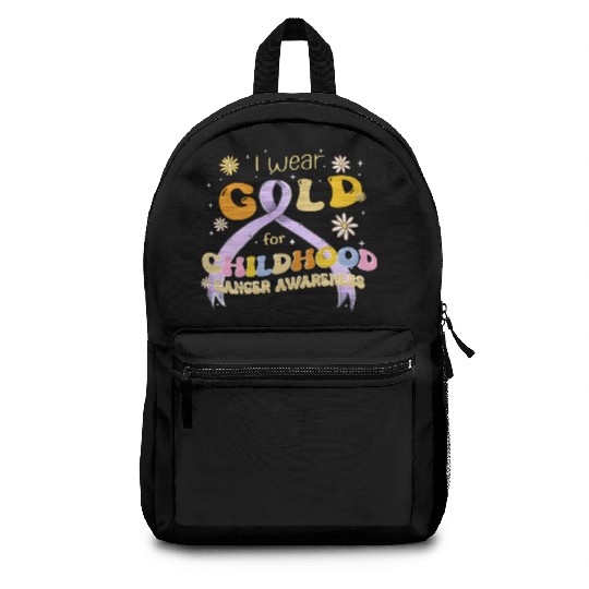 I Wear Gold For Childhood Cancer Awareness Backpacks