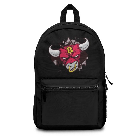 Angry bull crypto sign Backpacks