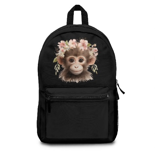 Monkey Chimpanzee Jungle Animal Boho Floral Ape Backpacks