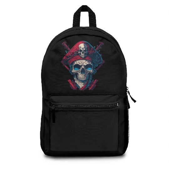 Pirate Jolly Roger Skull Wrecked Red White Backpacks