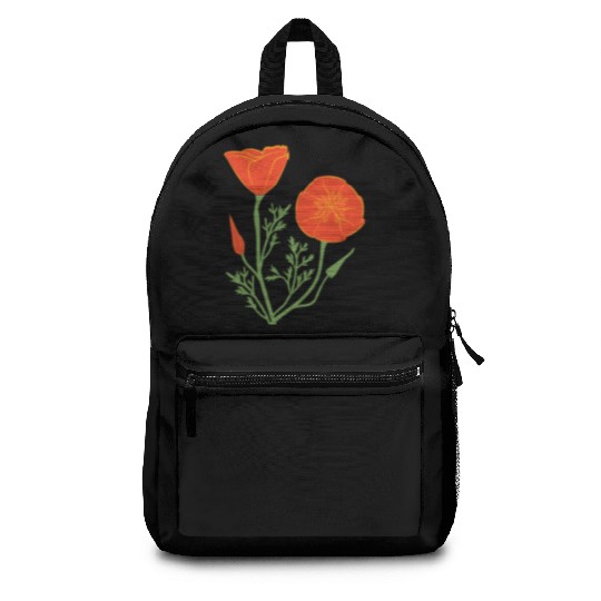 California Poppies on Clear Background Backpacks